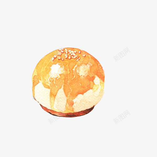 芝麻包手绘画片png免抠素材_新图网 https://ixintu.com 包子 手绘小吃 浇酱汁 芝麻 黄色