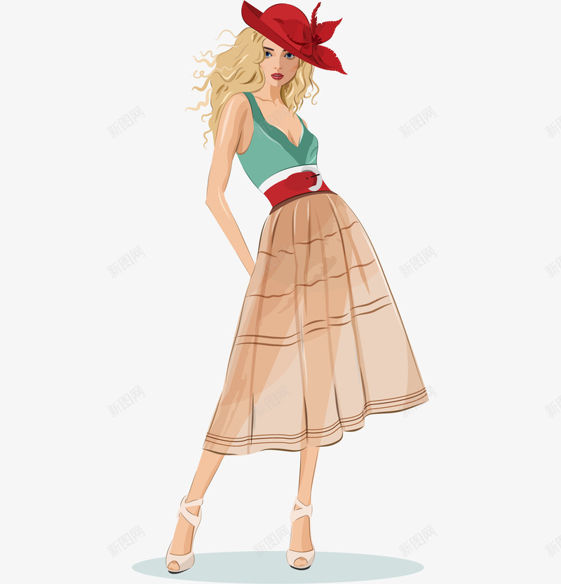 穿裙子的女人png免抠素材_新图网 https://ixintu.com 人物 女人 手绘画 矢量装饰 装饰 装饰画