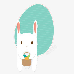白色小兔子复活节装饰素材