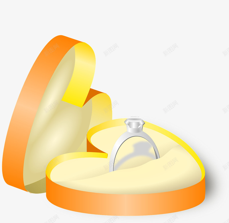 钻石戒指png免抠素材_新图网 https://ixintu.com 橙色盒子 求婚 钻戒
