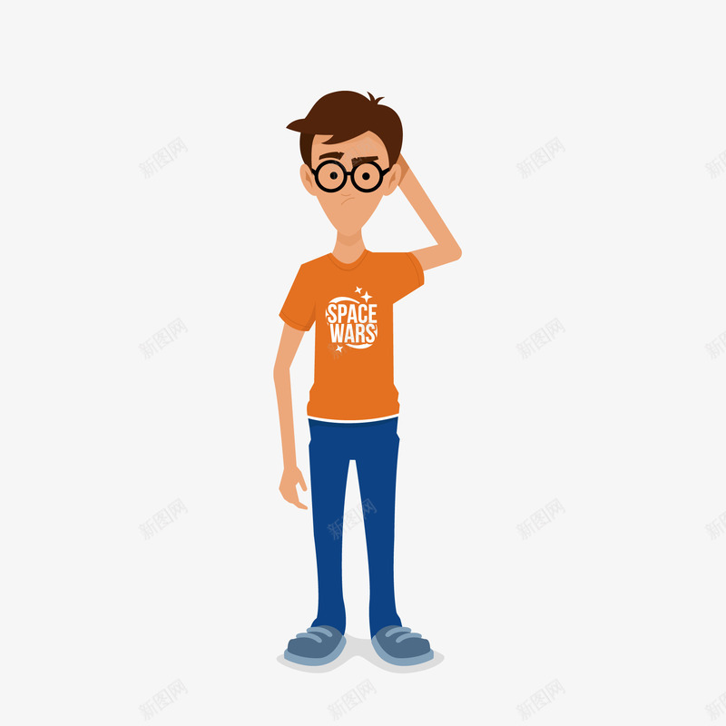 卡通戴眼镜的人物矢量图ai免抠素材_新图网 https://ixintu.com 人物设计 卡通 戴眼镜 橙色上衣 男性人物 矢量图