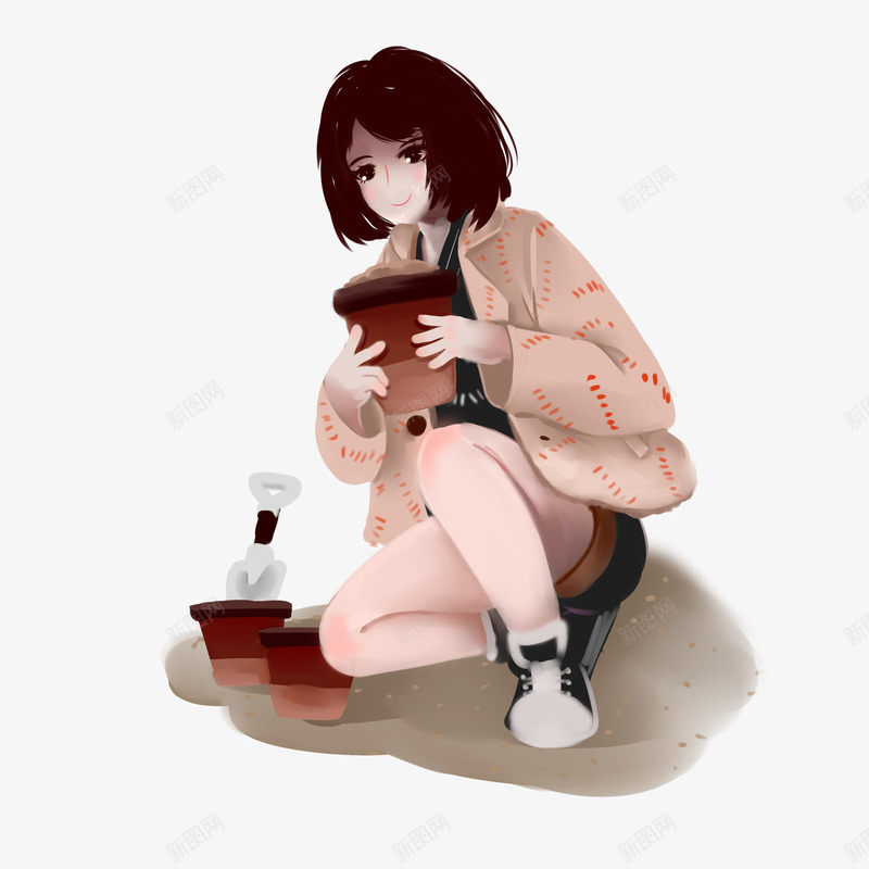 酷女孩学习中png免抠素材_新图网 https://ixintu.com 元素 免扣 素材 艺术