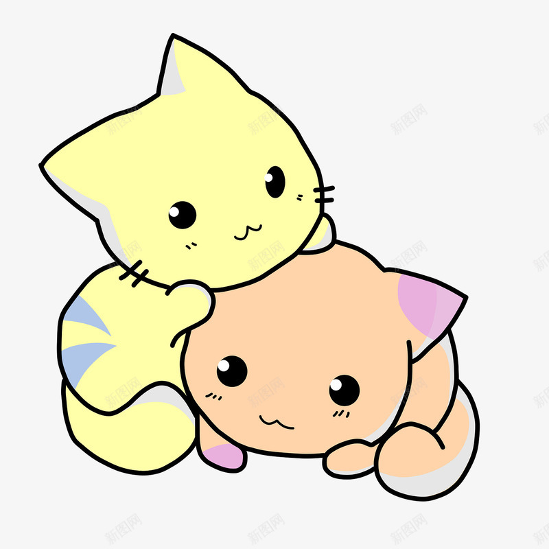 彩绘小猫png免抠素材_新图网 https://ixintu.com 动物 可爱的 小猫 尾巴 橘色的 趴着 黄色的