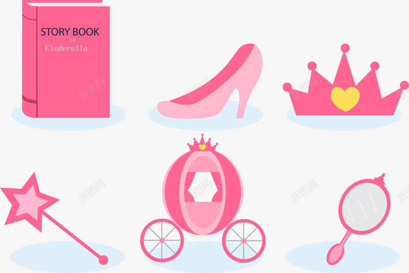 女生用品矢量图ai免抠素材_新图网 https://ixintu.com 书籍 星星棒 皇冠 粉色 轮胎 镜子 高跟鞋 矢量图