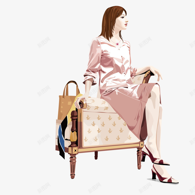 坐在沙发上翘着二郎腿的女孩png免抠素材_新图网 https://ixintu.com 二郎腿 女孩 沙发 翘二郎腿
