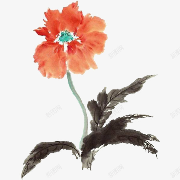国画花儿png免抠素材_新图网 https://ixintu.com 橙色 水墨画 百合花瓣 花儿 花瓣