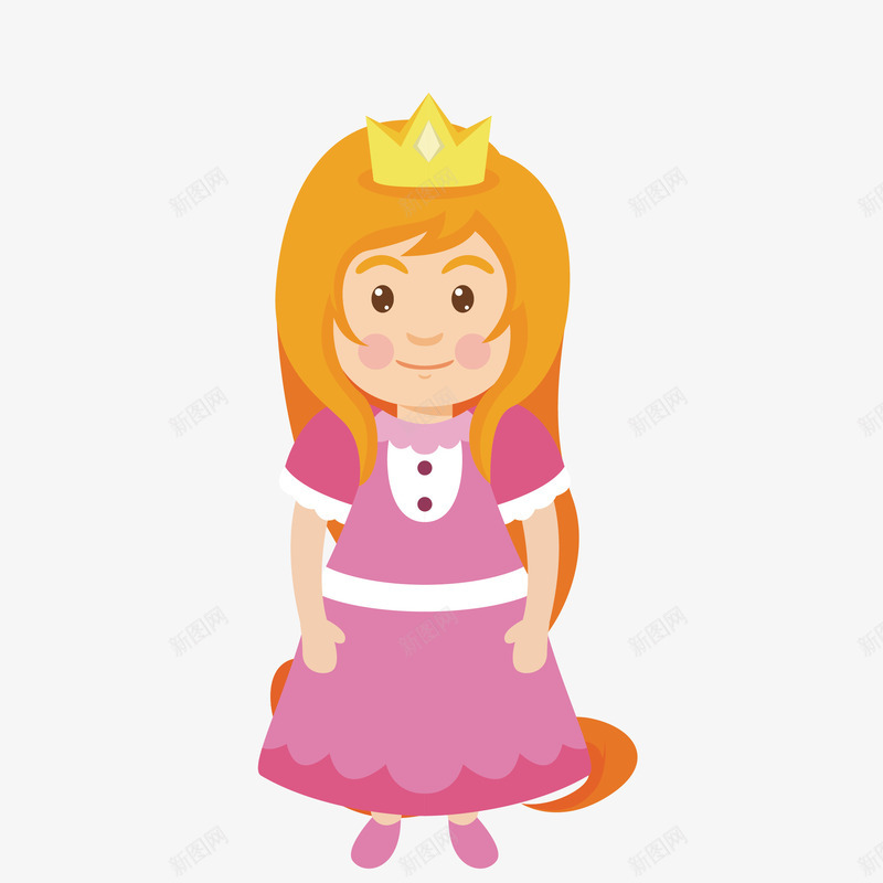 戴皇冠的长发女生png免抠素材_新图网 https://ixintu.com 女生 小公举 长发 黄冠