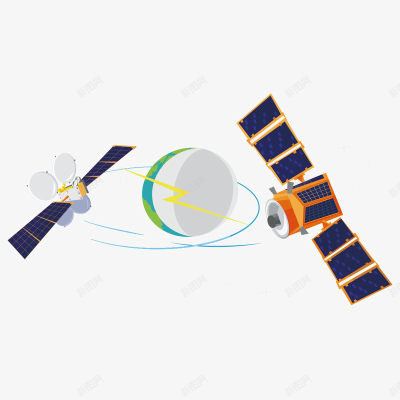 创意卫星地球元素png免抠素材_新图网 https://ixintu.com 卫星 地球 旋转