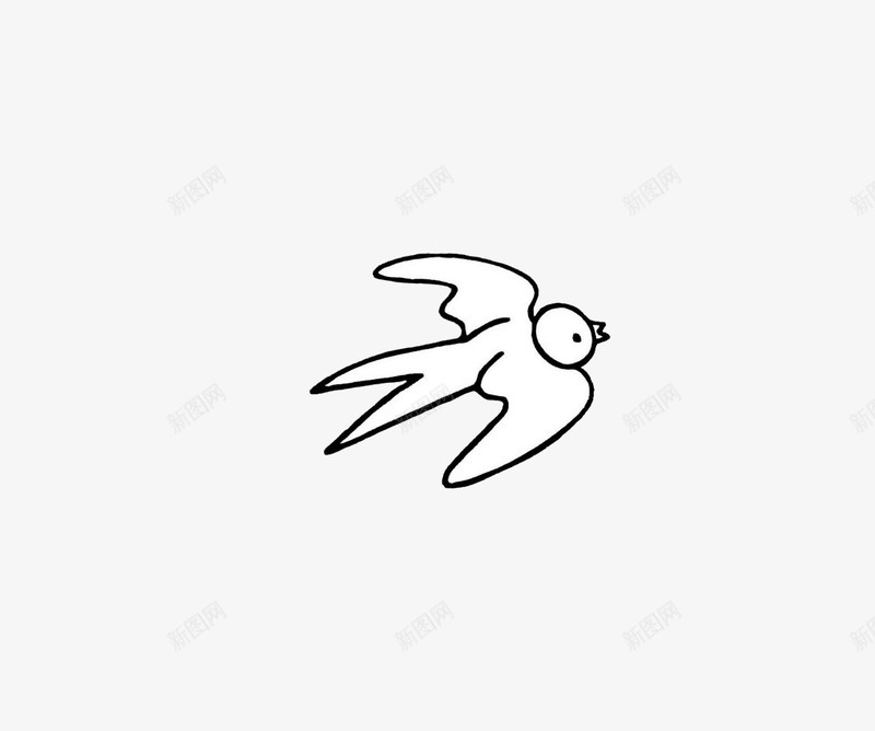 手绘简笔燕子png免抠素材_新图网 https://ixintu.com 手绘 燕子 简笔 飞翔 黑白