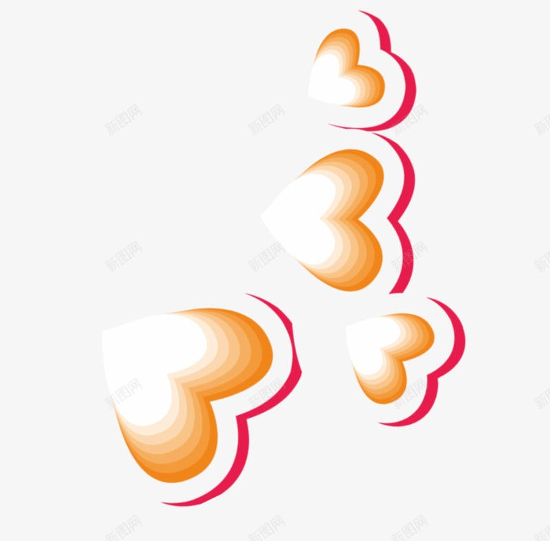 四颗爱心png免抠素材_新图网 https://ixintu.com 形状 桃心 渐变 红色