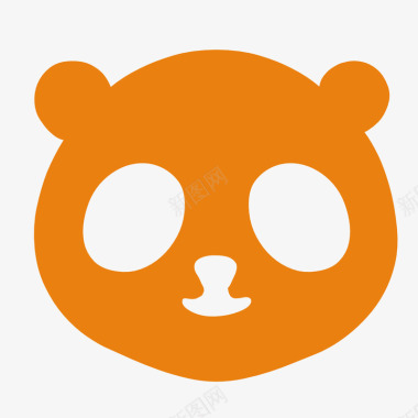 橙色卡通熊猫剪影图标图标