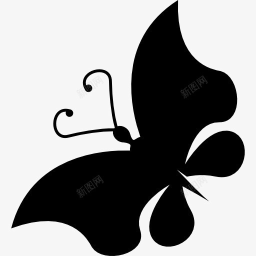 蝴蝶美丽的形状旋转到左图标png_新图网 https://ixintu.com 俯视图 动物 左旋转 形状 昆虫 蝴蝶 轮廓 黑色