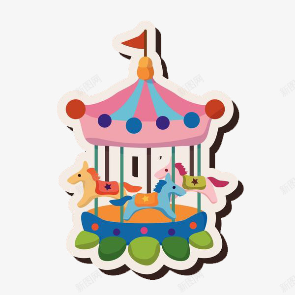 游乐园里的旋转木马png免抠素材_新图网 https://ixintu.com 儿童 嬉闹 小木马 旋转木马 游乐场 游戏 玩具