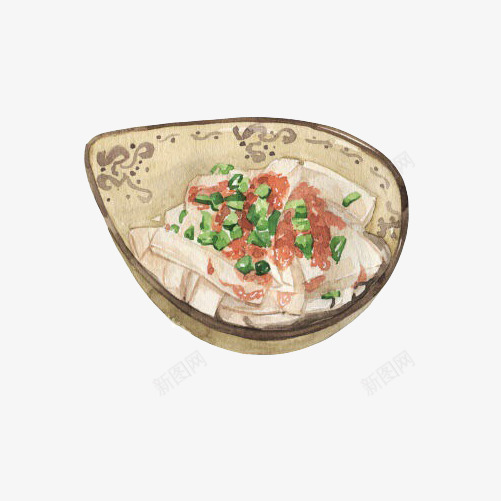 凉拌豆腐手绘画片png免抠素材_新图网 https://ixintu.com 凉拌 手绘美食 色彩画 豆腐