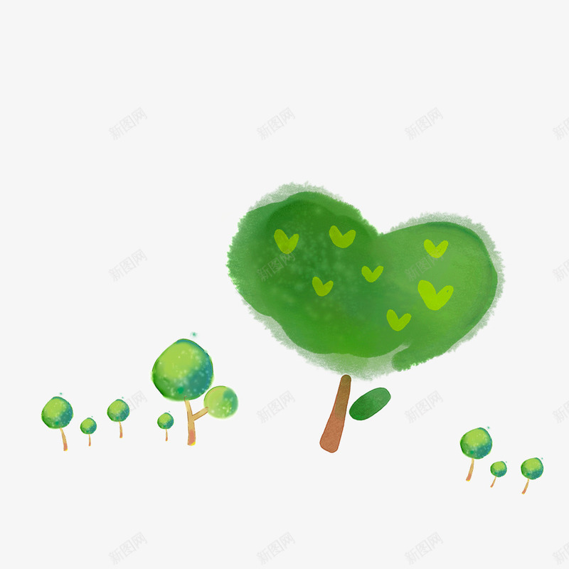 手绘小树png免抠素材_新图网 https://ixintu.com 小树 手绘画 矢量装饰 绿色 装饰