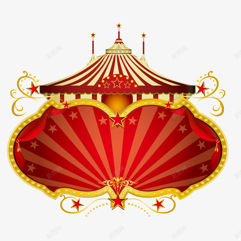 红色旋转木马饭店招牌矢量图eps免抠素材_新图网 https://ixintu.com 卡通 可爱 简约 红色 饭店招牌 矢量图