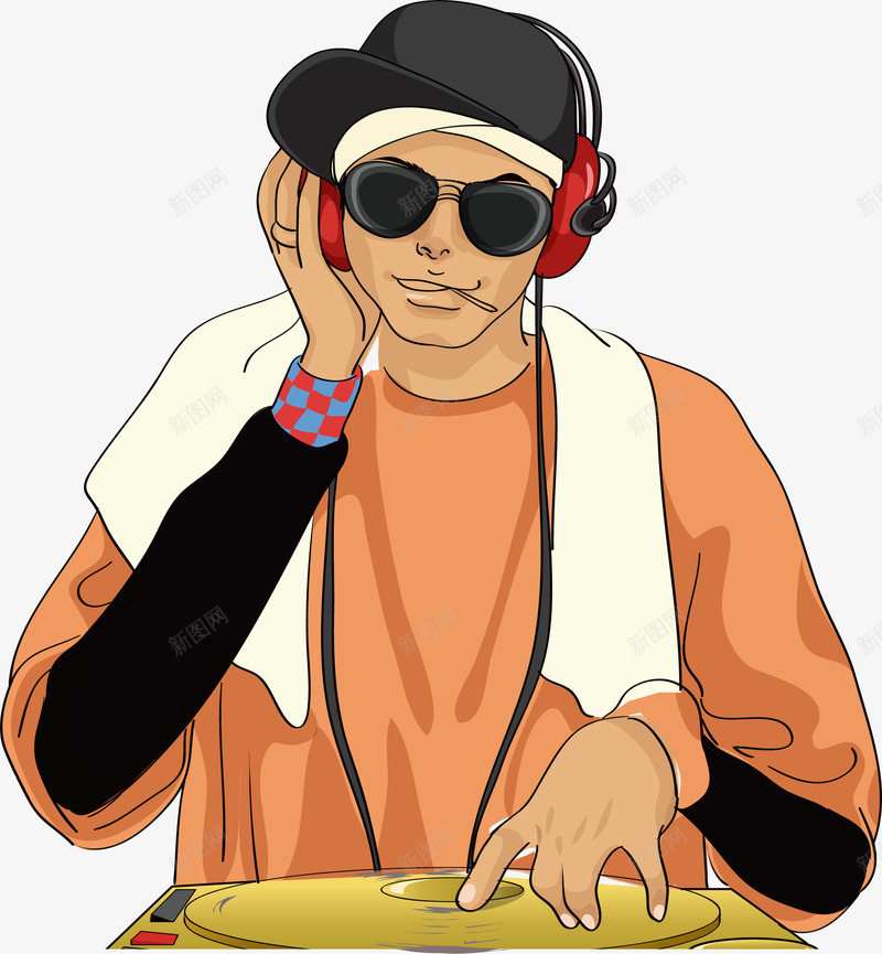 手绘DJ男矢量图ai免抠素材_新图网 https://ixintu.com DJ男 手绘 潮流 矢量图