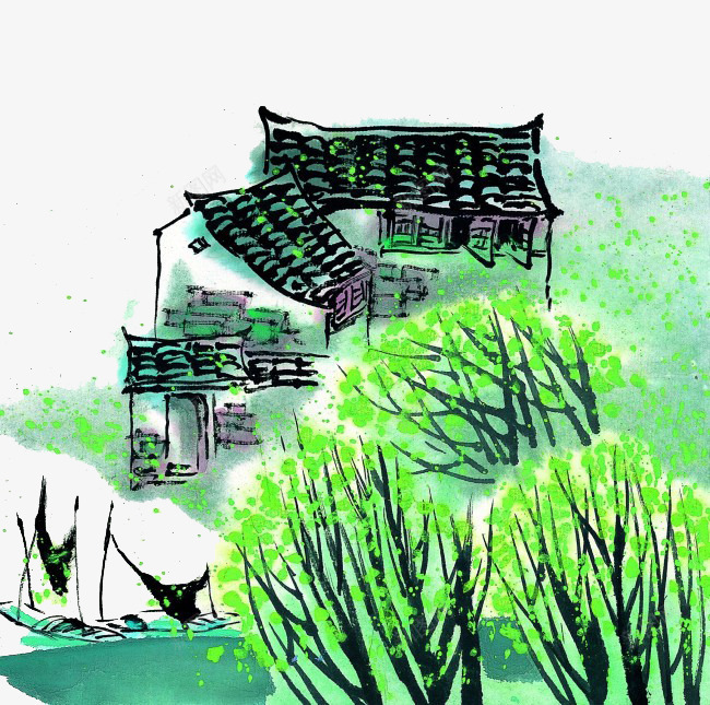 手绘房屋建筑png免抠素材_新图网 https://ixintu.com 中国风 古楼 古镇 国画 建筑 房子 手绘 树木 水墨 水墨古楼 水墨房子 素描