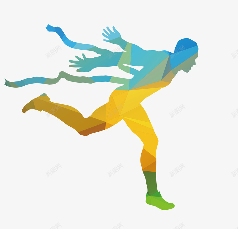 几何奔跑男子png免抠素材_新图网 https://ixintu.com 奔跑 简约 跑步 飞翔 飞行