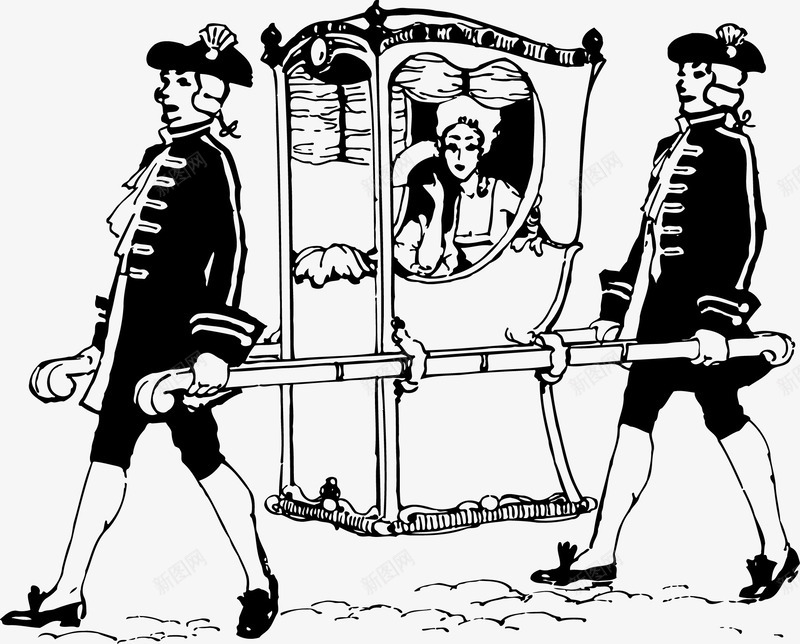 抬轿矢量图ai免抠素材_新图网 https://ixintu.com 人物 免费矢量下载 复古 抬轿 绘画 美女 轿子 矢量图
