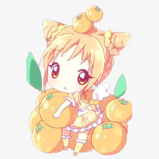 抱橙子的小女孩png免抠素材_新图网 https://ixintu.com 人物 卡通 可爱 橙色