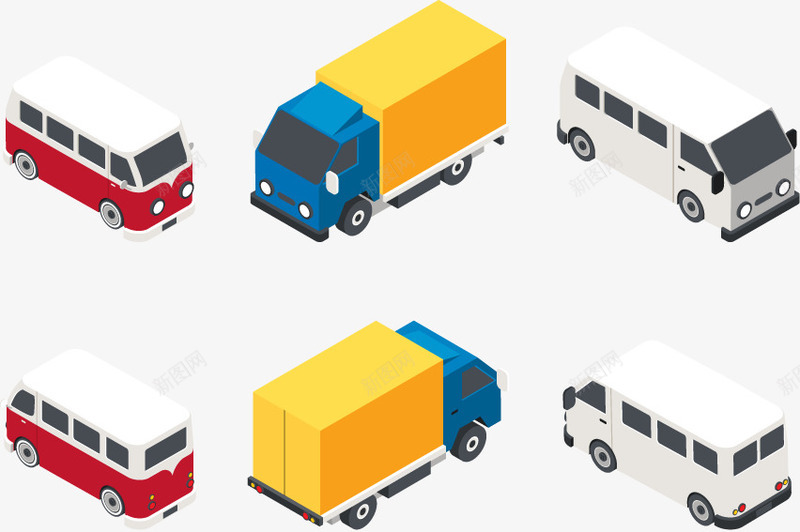 各种货车和面包车矢量图ai免抠素材_新图网 https://ixintu.com 大型车 货车 货运车 车辆 面包车 矢量图
