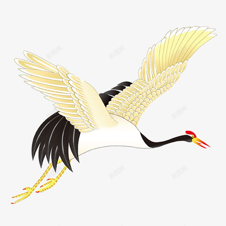 水墨画飞翔丹顶鹤png免抠素材_新图网 https://ixintu.com 丹顶鹤 国画 水墨画 飞翔