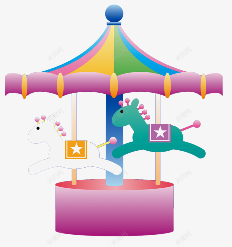 可爱梦幻游乐场旋转木马png免抠素材_新图网 https://ixintu.com 可爱 旋转 木马 梦幻 游乐场