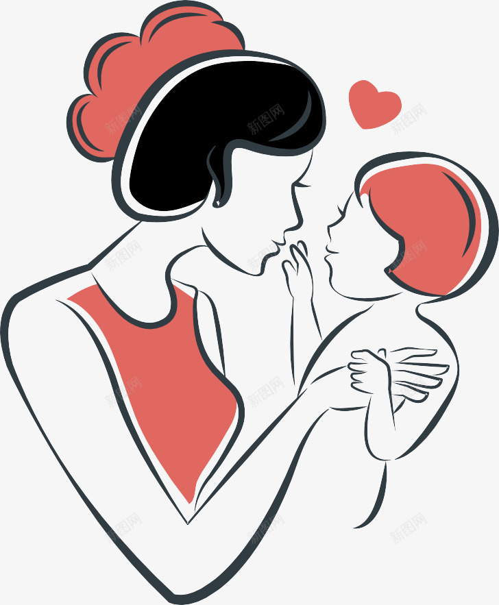母婴插画图标png_新图网 https://ixintu.com 商标设计 妈妈 婴儿 母亲节标志 母亲节海报logo 母婴绘画 母爱 节日标志图形