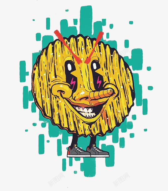 怪异的卡通薯片png免抠素材_新图网 https://ixintu.com png插画 卡通 嘻哈潮流 怪异 涂鸦 美式漫画 薯片 薯片卡通
