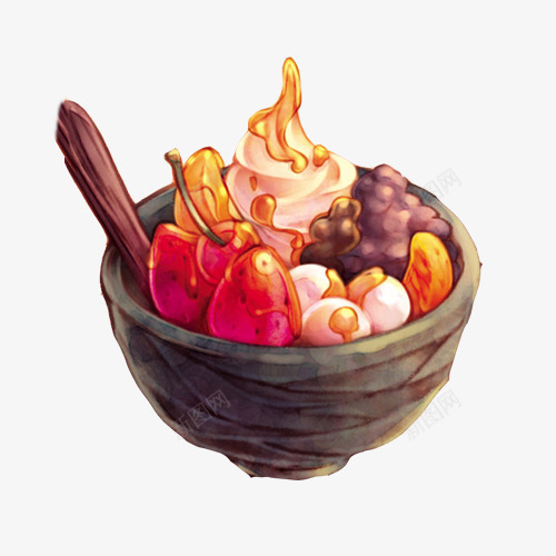 水果沙拉手绘画片png免抠素材_新图网 https://ixintu.com 手绘美食 水果 水果沙拉 沙拉 沙拉酱