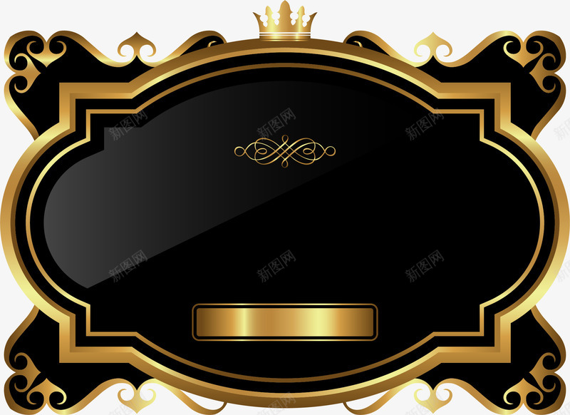 简约黑色卡片png免抠素材_新图网 https://ixintu.com 唯美 大气皇冠 简约卡片 金色丝带 金色皇冠 黑色卡片
