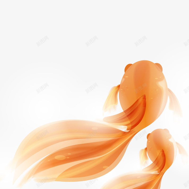 两条鱼png免抠素材_新图网 https://ixintu.com 中国风 好运 年年有鱼 橙色 金鱼