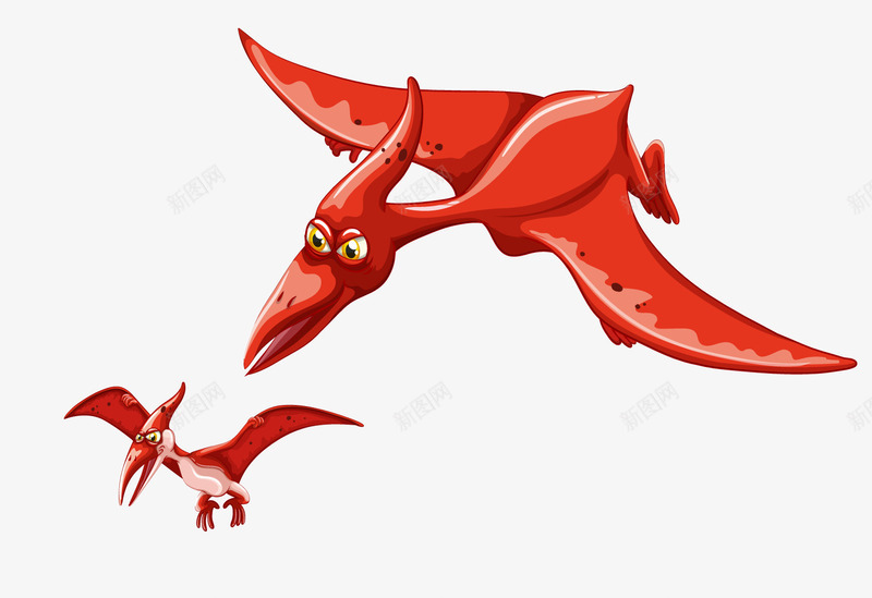红色飞翔的恐龙矢量图ai免抠素材_新图网 https://ixintu.com 恐龙 红色 飞翔 矢量图