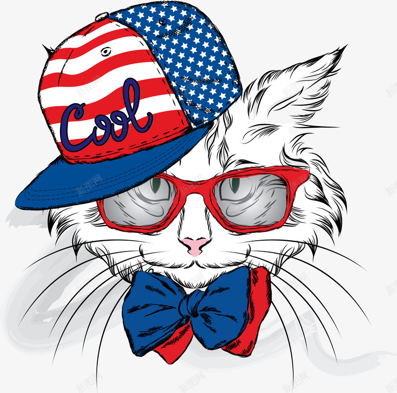 时尚素描动物矢量图eps免抠素材_新图网 https://ixintu.com 潮流 猫 猫先生 矢量图