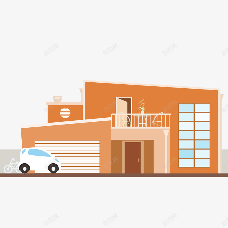 卡通橙色的房屋矢量图ai免抠素材_新图网 https://ixintu.com 卡通 房屋设计 扁平化 橙色 私人住宅 矢量图