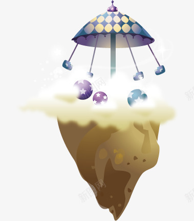 云端的旋转木马矢量图ai免抠素材_新图网 https://ixintu.com 云端 孤岛 旋转木马 科幻 矢量图