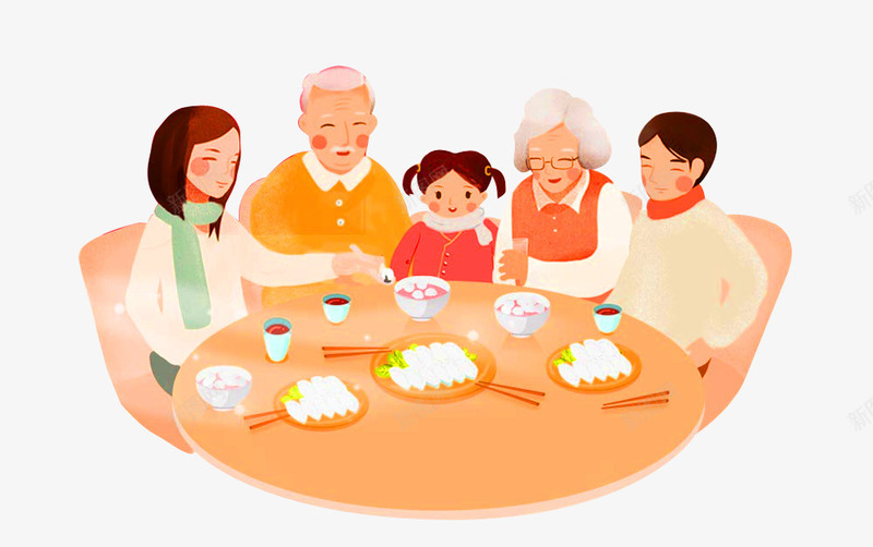 橙色卡通家庭聚餐装饰图案png免抠素材_新图网 https://ixintu.com 免抠PNG 卡通 家庭聚餐 橙色 装饰图案