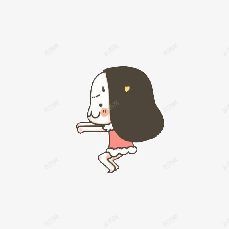卡通深蹲练习的女孩png免抠素材_新图网 https://ixintu.com 减肥塑形 卡通女孩 深蹲练习 练习翘臀