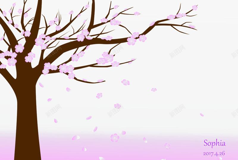 桃树插图png免抠素材_新图网 https://ixintu.com 心情 意境 插图 桃树 桃花 水墨 水墨桃树 表达 飘落
