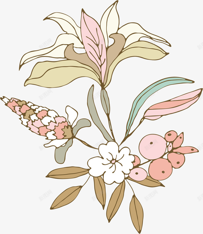 手绘植物花卉花草png免抠素材_新图网 https://ixintu.com 包装设计 小清新包装 布料印花 植物花卉 花朵 花朵装饰 花草设计 贺卡设计
