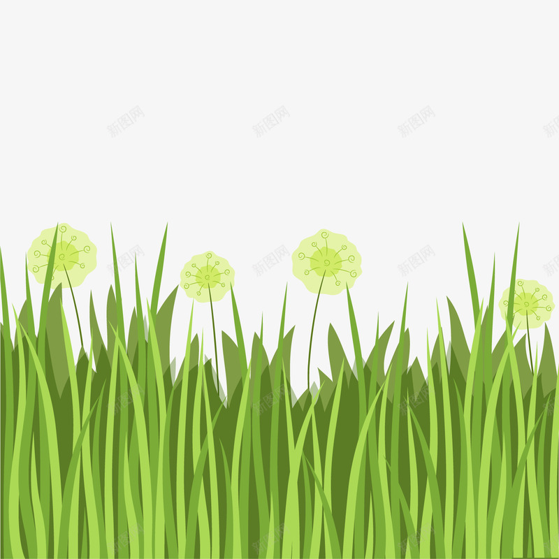 水彩绘绿色草丛png免抠素材_新图网 https://ixintu.com 卡通植物 绿色草丛 背景装饰 蒲公英