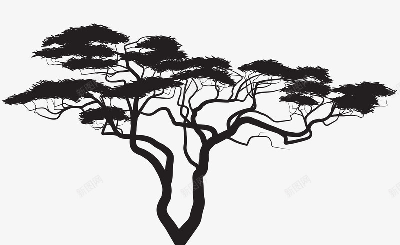 黑色松树图标png_新图网 https://ixintu.com 卡通 手绘 松树 树木 黑色