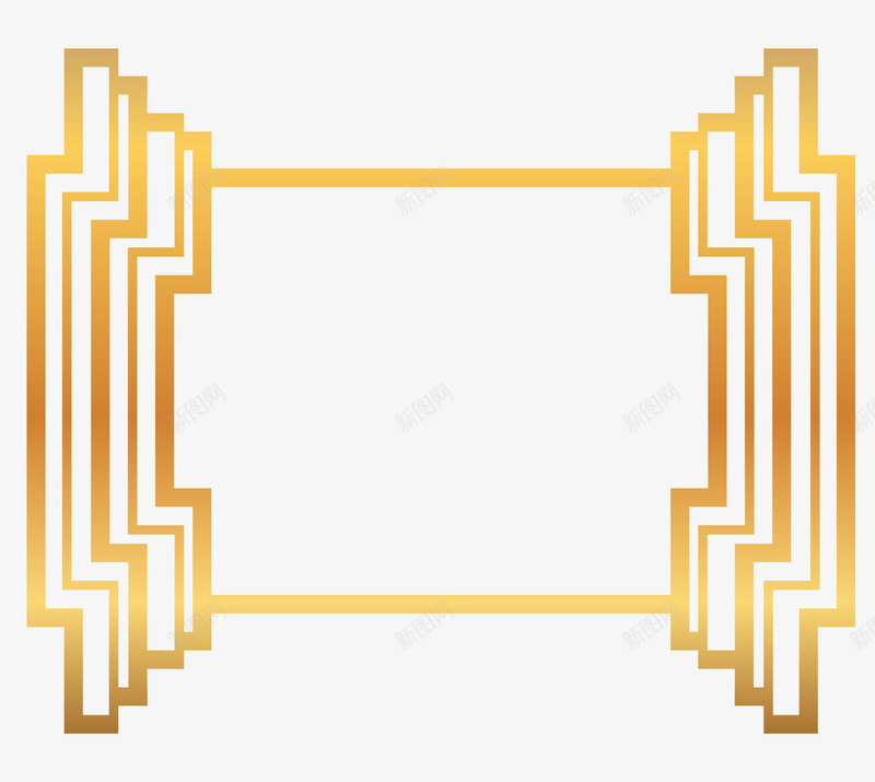 金色条纹边框png免抠素材_新图网 https://ixintu.com 相框 花纹 边框 金色