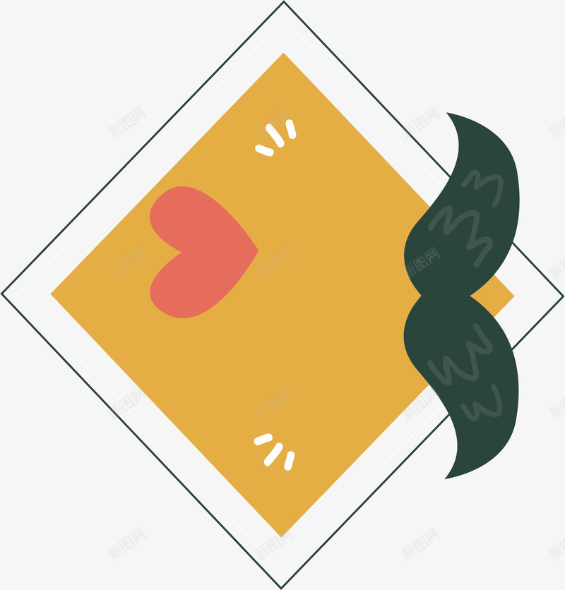 创意胡子画框矢量图ai免抠素材_新图网 https://ixintu.com 创意 卡通手绘 橙色 边框纹理 黑色胡子 矢量图