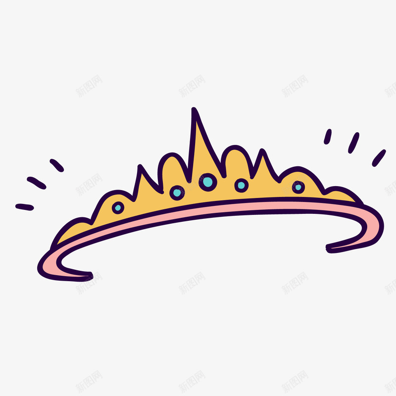 黄色卡通王冠png免抠素材_新图网 https://ixintu.com 卡通王冠 背景装饰 金色皇冠 黄色王冠