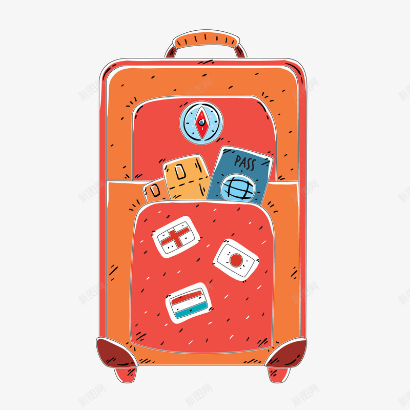 彩绘旅行行李箱矢量图ai免抠素材_新图网 https://ixintu.com 假期 卡通 度假 彩绘 旅行 暑假 行李箱 矢量图
