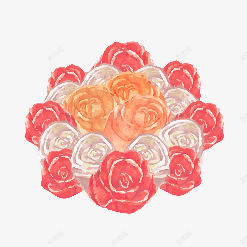 情人节浪漫玫瑰花矢量图ai免抠素材_新图网 https://ixintu.com 婚庆 彩绘玫瑰花 情人节 手绘玫瑰 水彩画玫瑰 浪漫风格 花藤边 矢量图