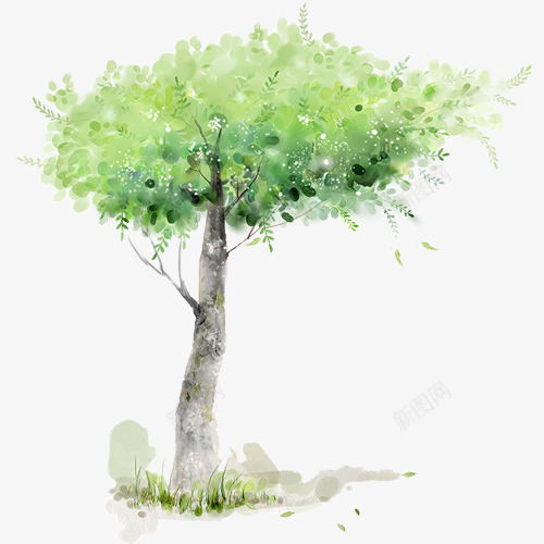 绿色唯美装饰卡通树木png免抠素材_新图网 https://ixintu.com 卡通树木 春季装饰 水彩底纹 绿色底纹 装饰图 设计图