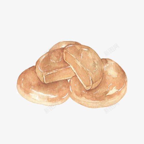 油饼手绘画片png免抠素材_新图网 https://ixintu.com 手绘美食 油饼 色彩画 零食 面食